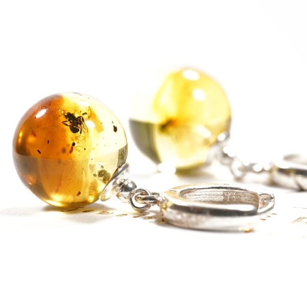 Gintariniai auskarai su inkliuzu
