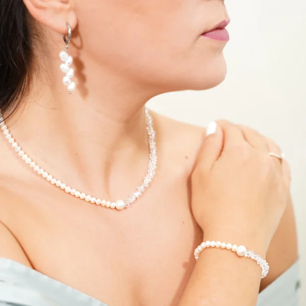 Baltų perlų komplektas Crystal