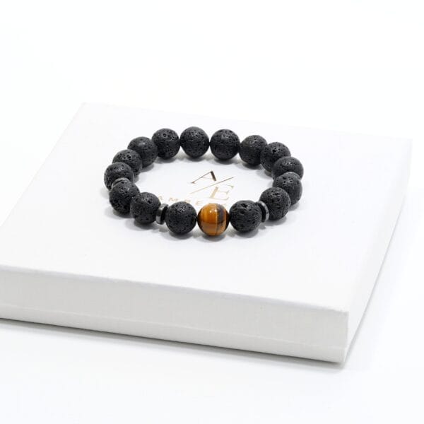 Vyriška apyrankė iš lavos akmens