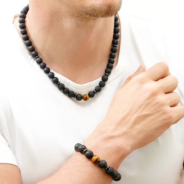 Komplektas vyrams iš lavos akmens