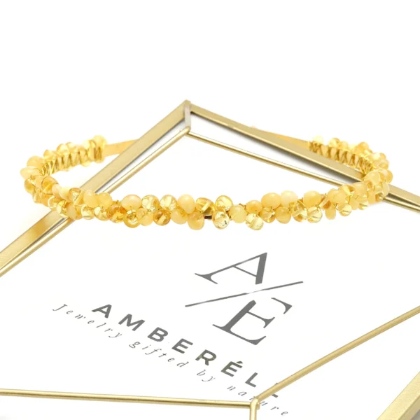 plaukų lankelis su gintarais