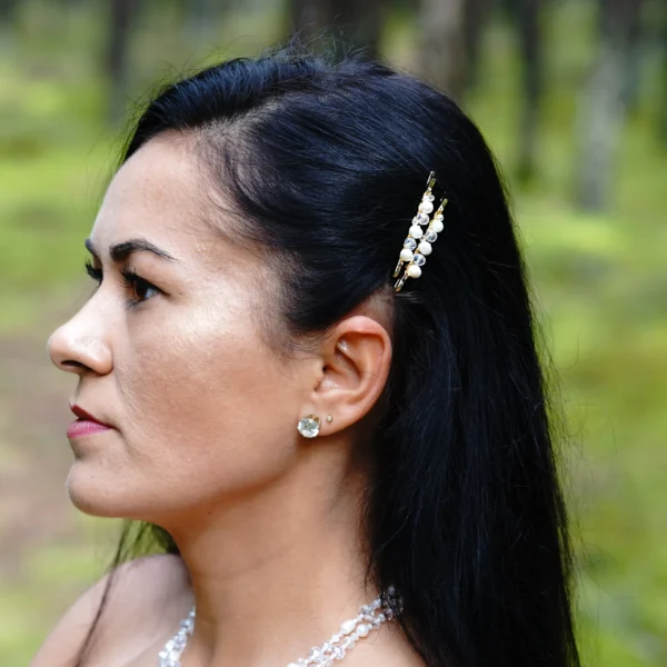 Plaukų segtukas su natūraliais perlais