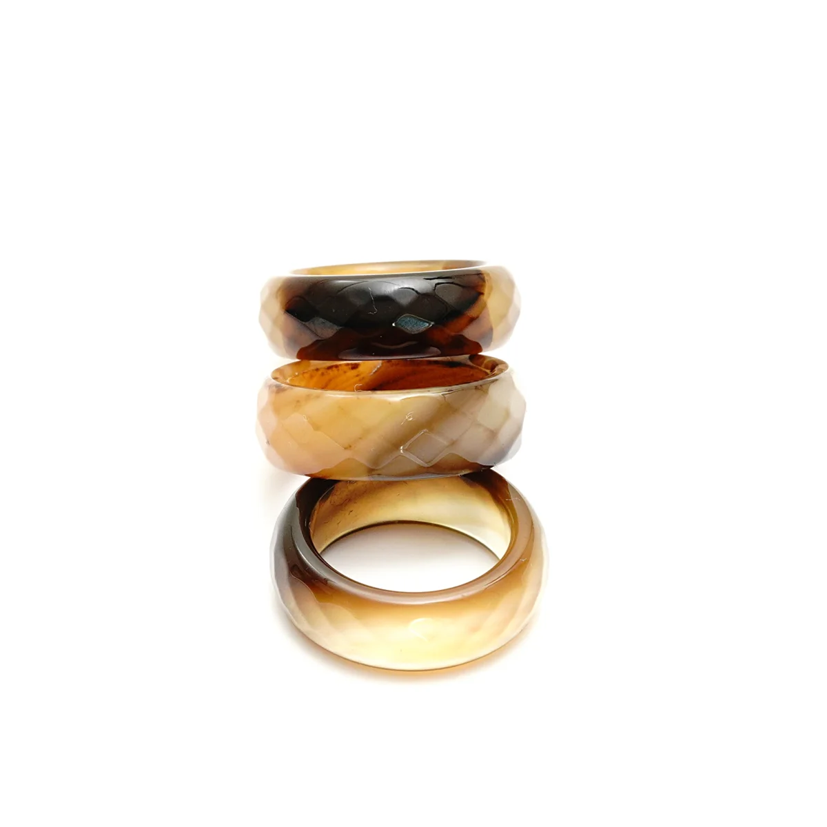 Facetuotas agato žiedas „Espresso agate” - Image 5