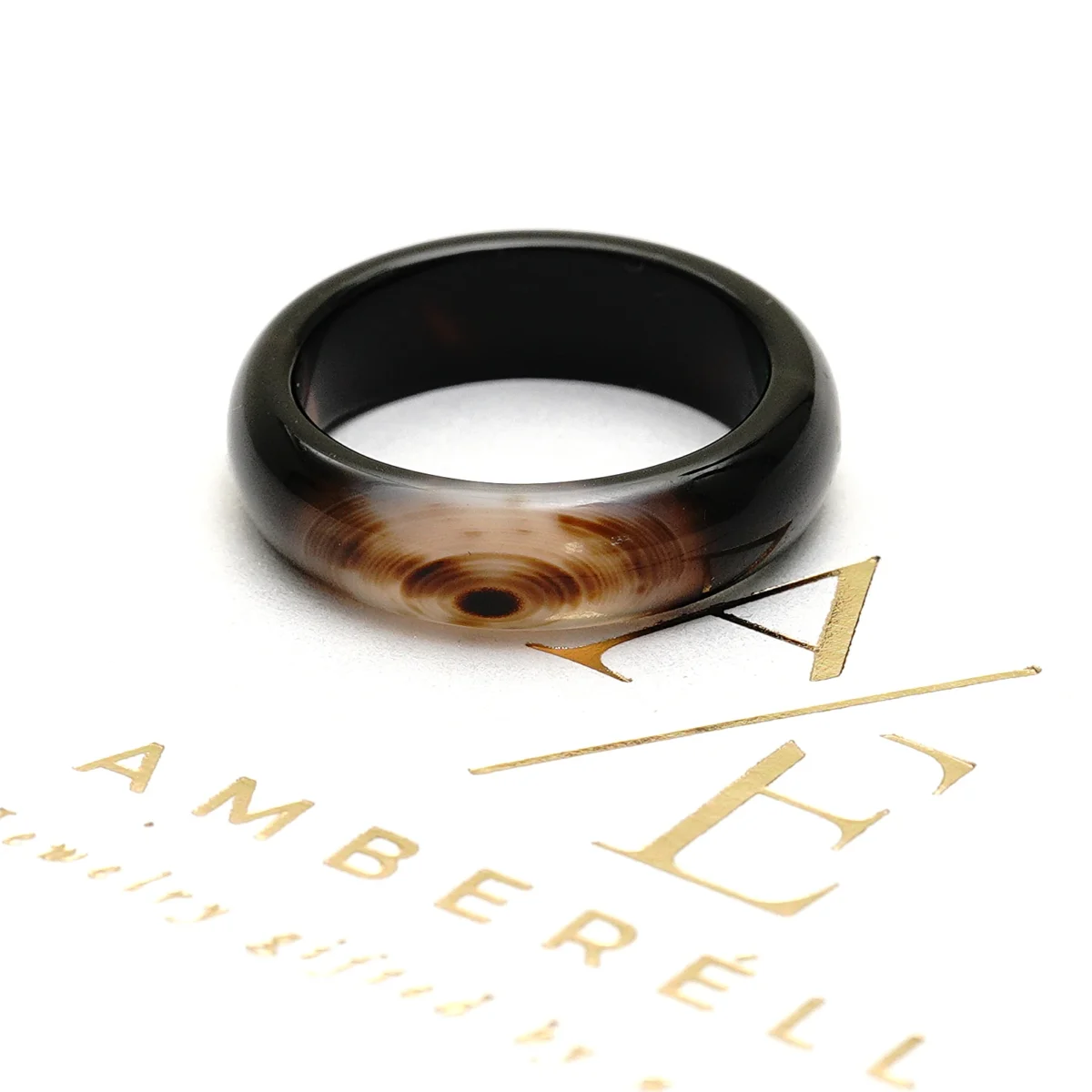 Tamsaus agato žiedas „Midnight agate” - Image 3