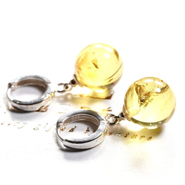 Natūralaus Baltijos gintaro auskarai su inkliuzu